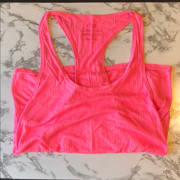 aerie Tops - Aerie Neon Pink Racerback Feather Tank